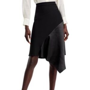 NWT Gracia Gray Contrast Asymmetric Skirt Size L